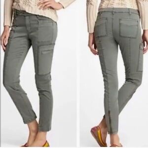 ANTHROPOLOGIE Daughters Of The Liberation Cargo Pants Ankle Zip Green - 29